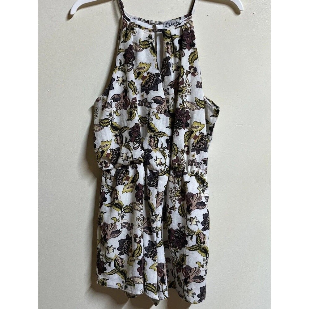 J for Justify Floral Romper Women's Size Medium Lined Sleeveless Key Hole Back